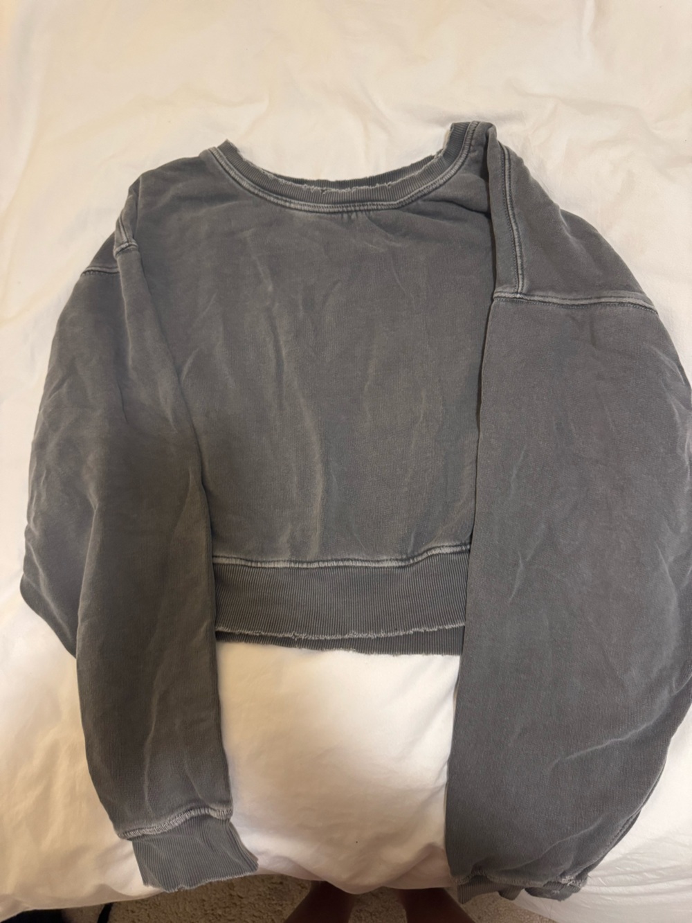 Free people dark grey distressed cropped hoodie size S